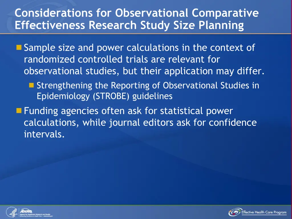 considerations for observational comparative