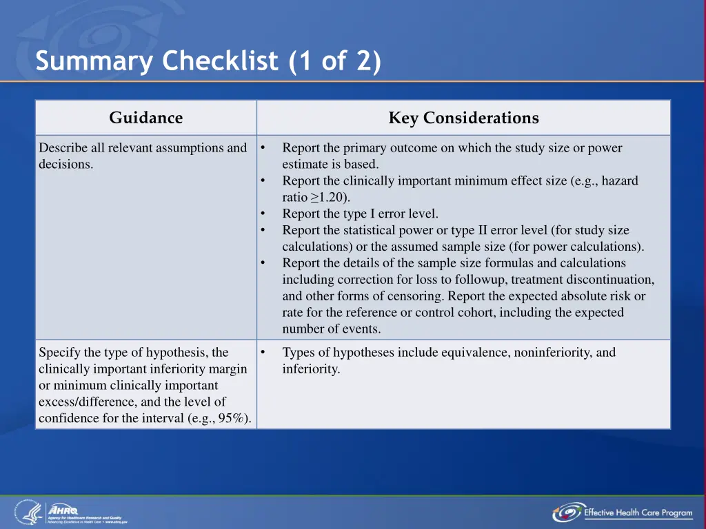 summary checklist 1 of 2