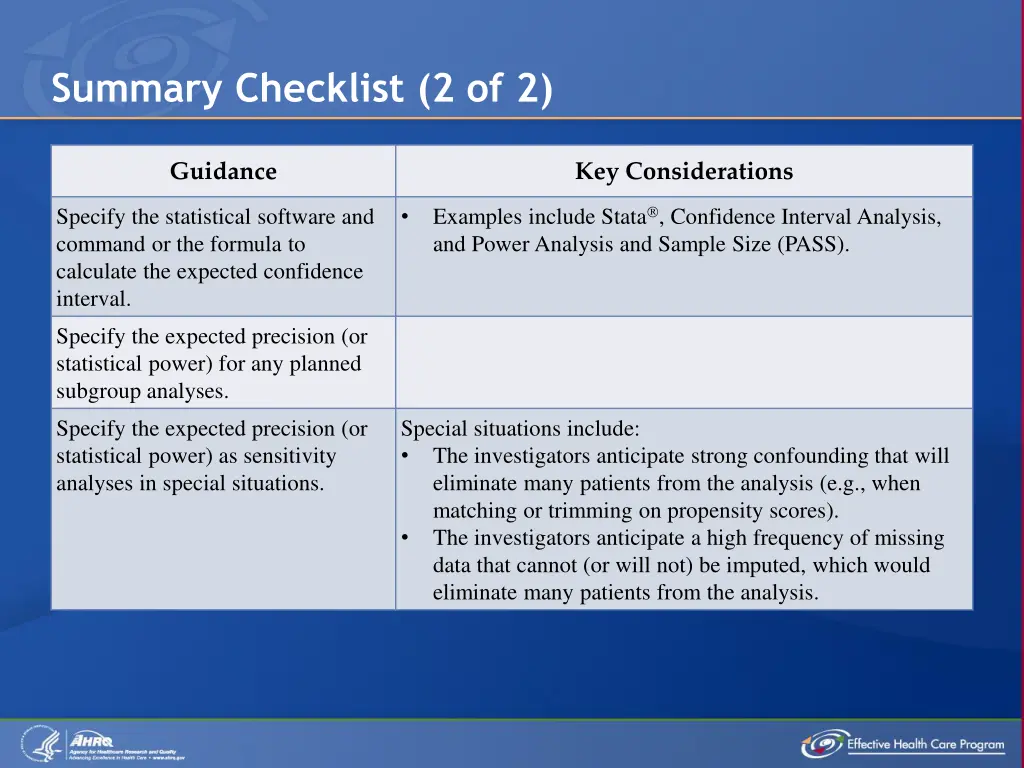 summary checklist 2 of 2