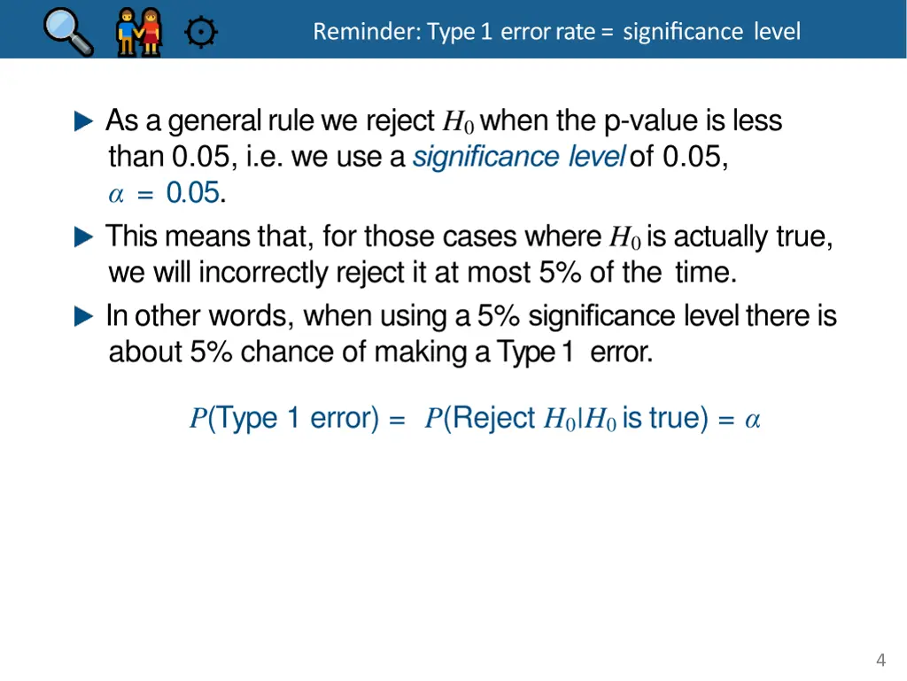 reminder type 1 error rate significance level 5