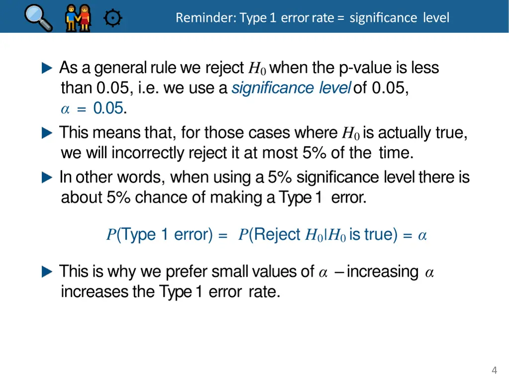 reminder type 1 error rate significance level 6