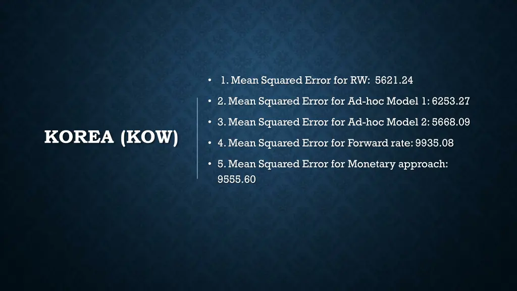 1 mean squared error for rw 5621 24