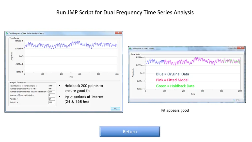 run jmp script for dual frequency time series