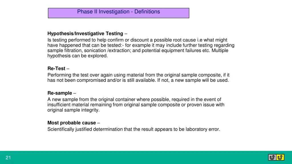 phase ii investigation definitions