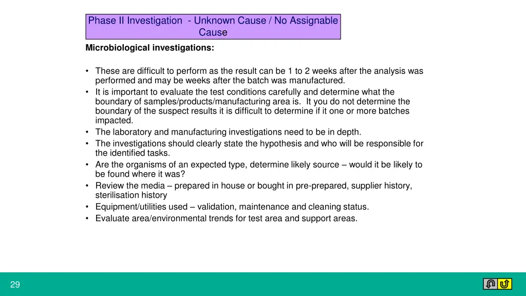 phase ii investigation unknown cause 7