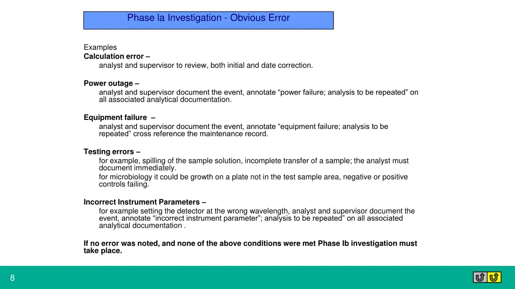 phase la investigation obvious error