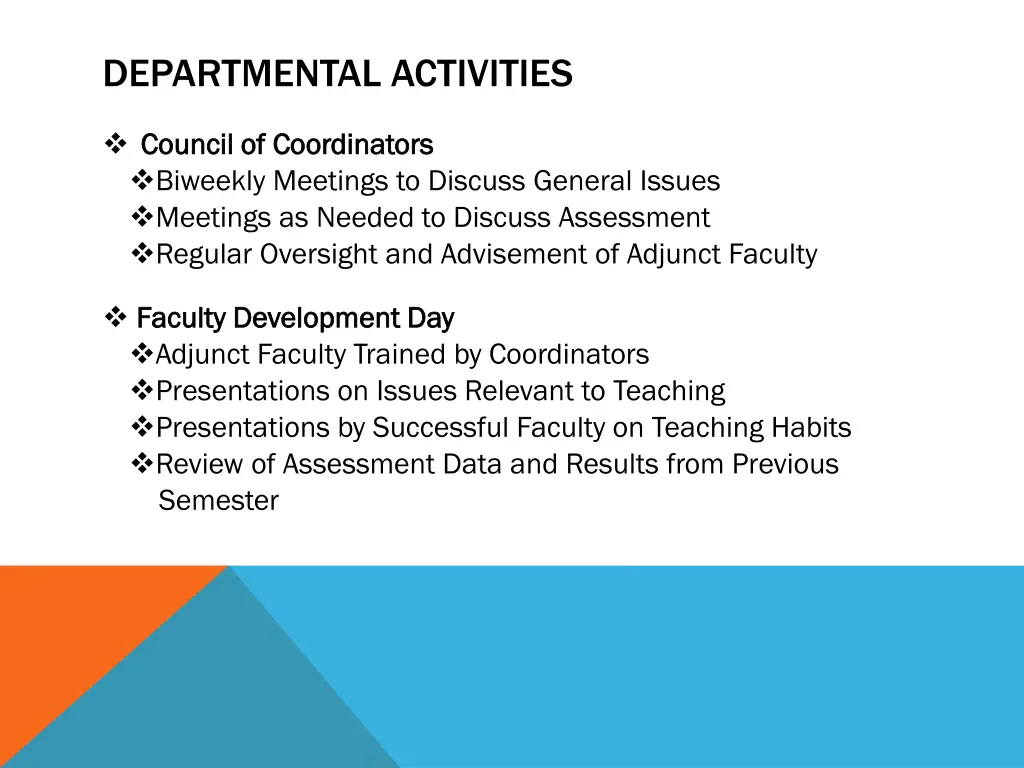 departmental activities