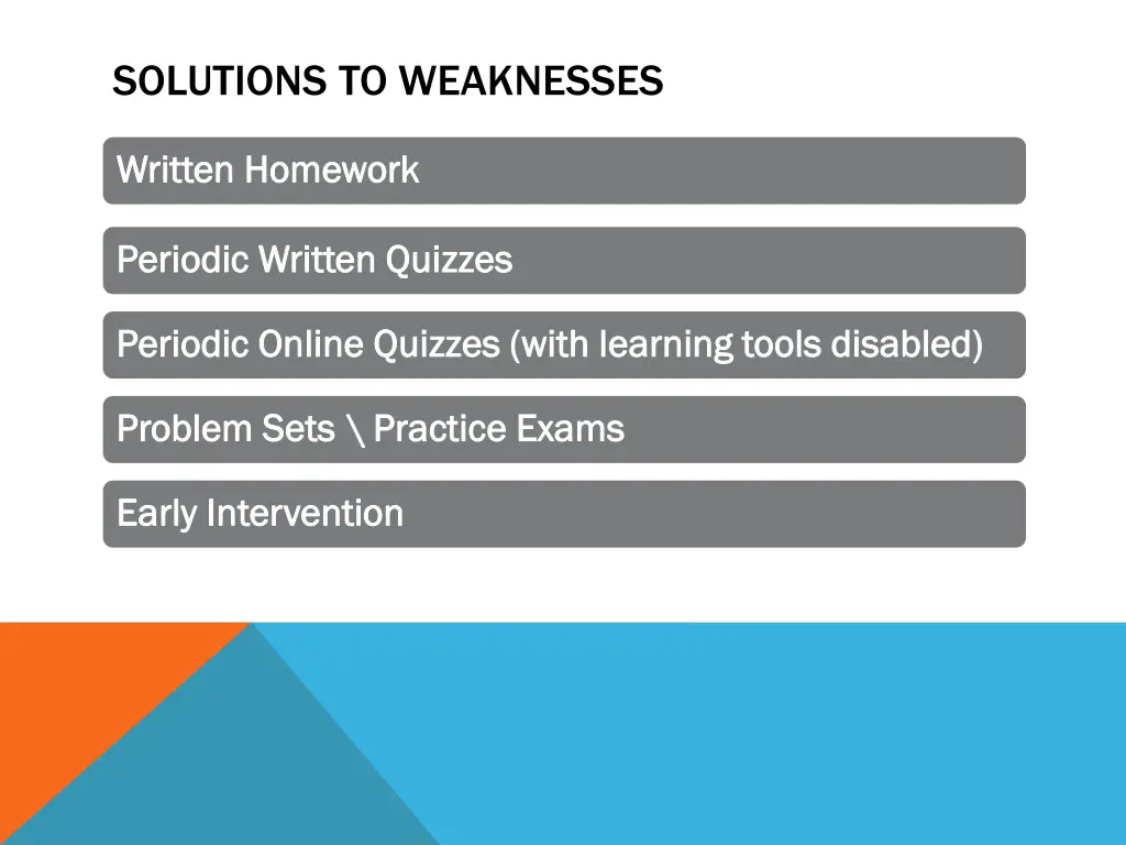 solutions to weaknesses