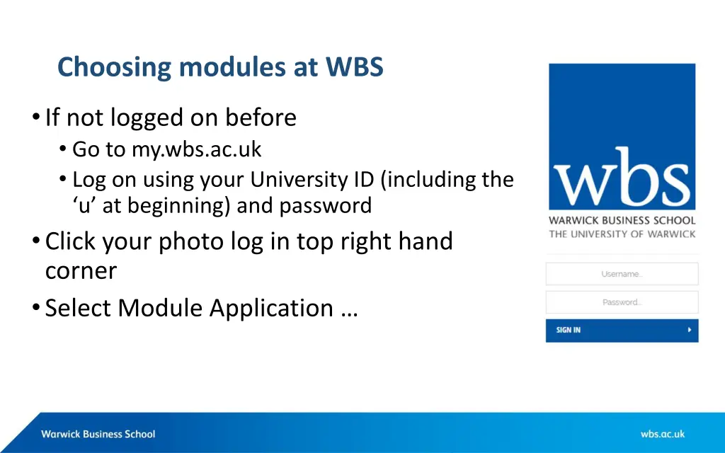 choosing modules at wbs