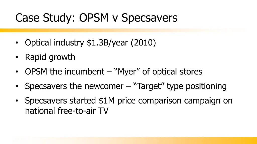 case study opsm v specsavers