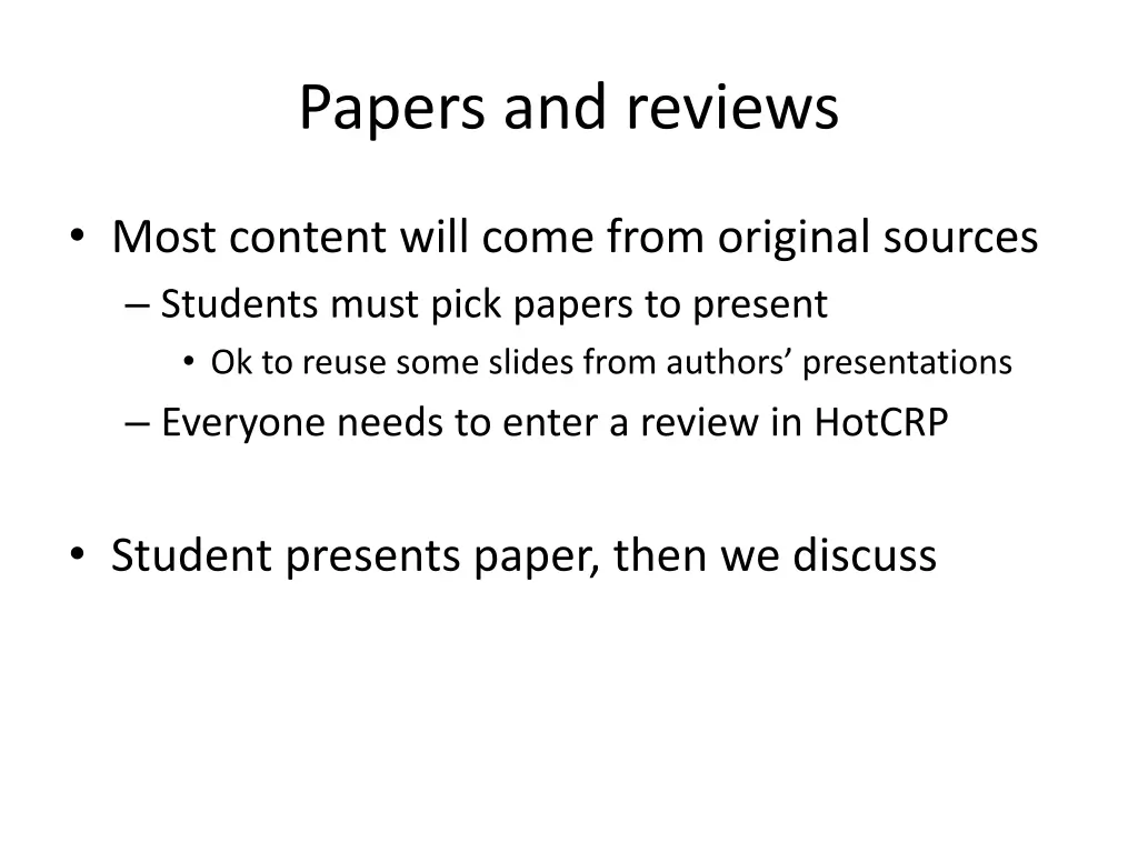 papers and reviews