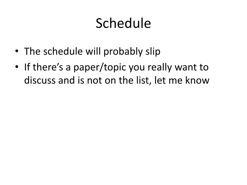 schedule