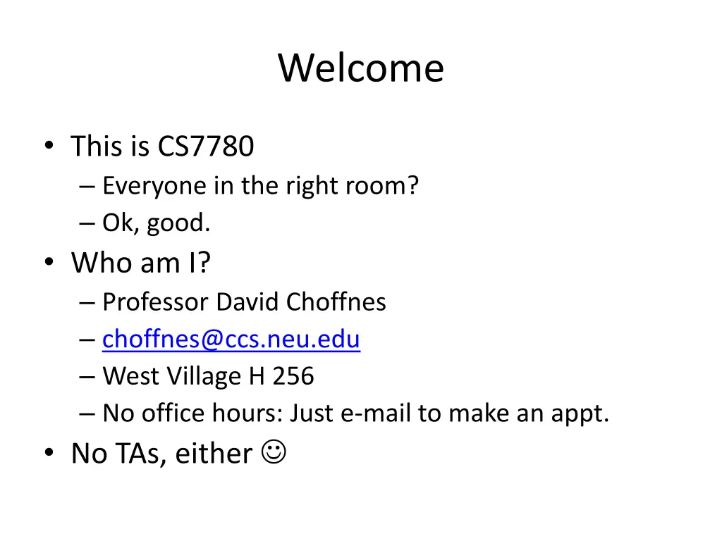 welcome