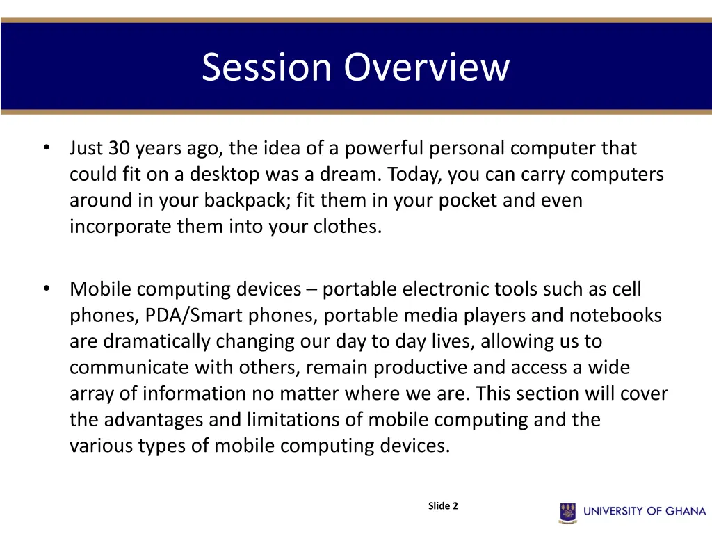 session overview