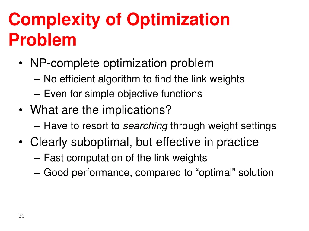 complexity of optimization problem
