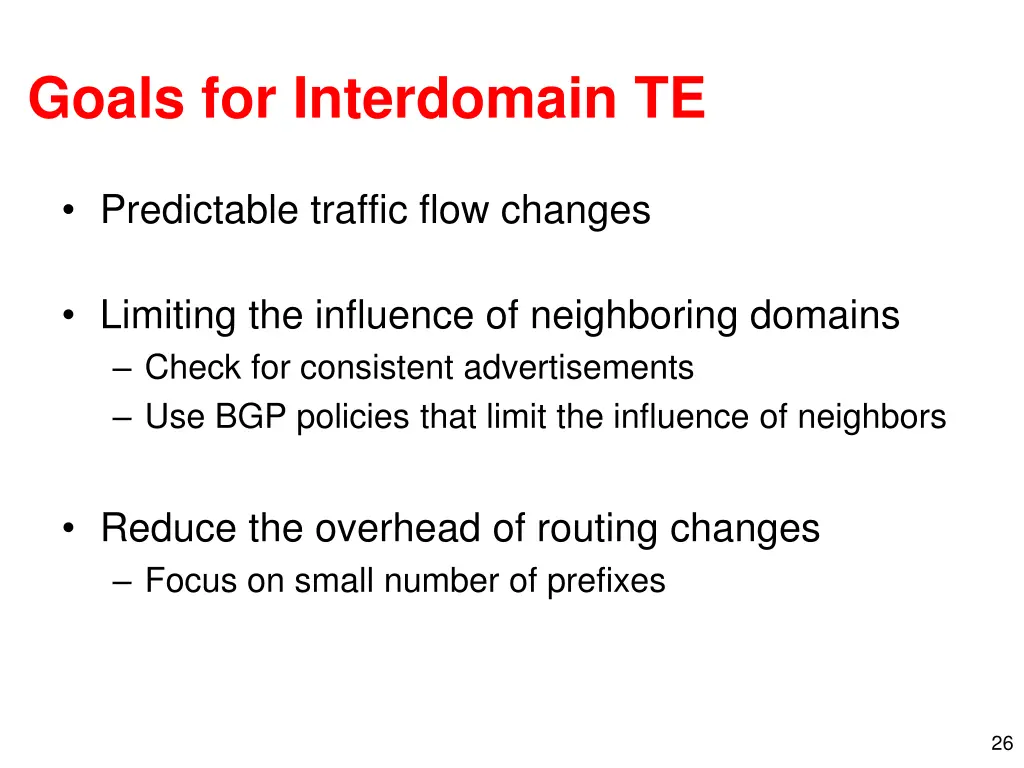 goals for interdomain te