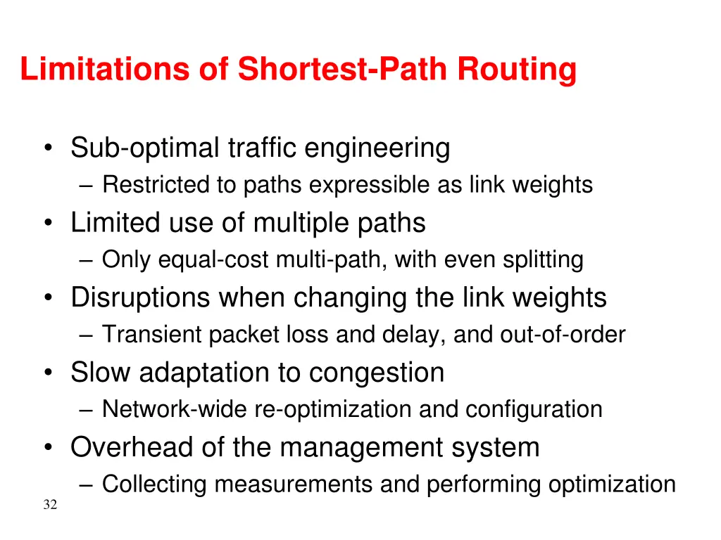 limitations of shortest path routing