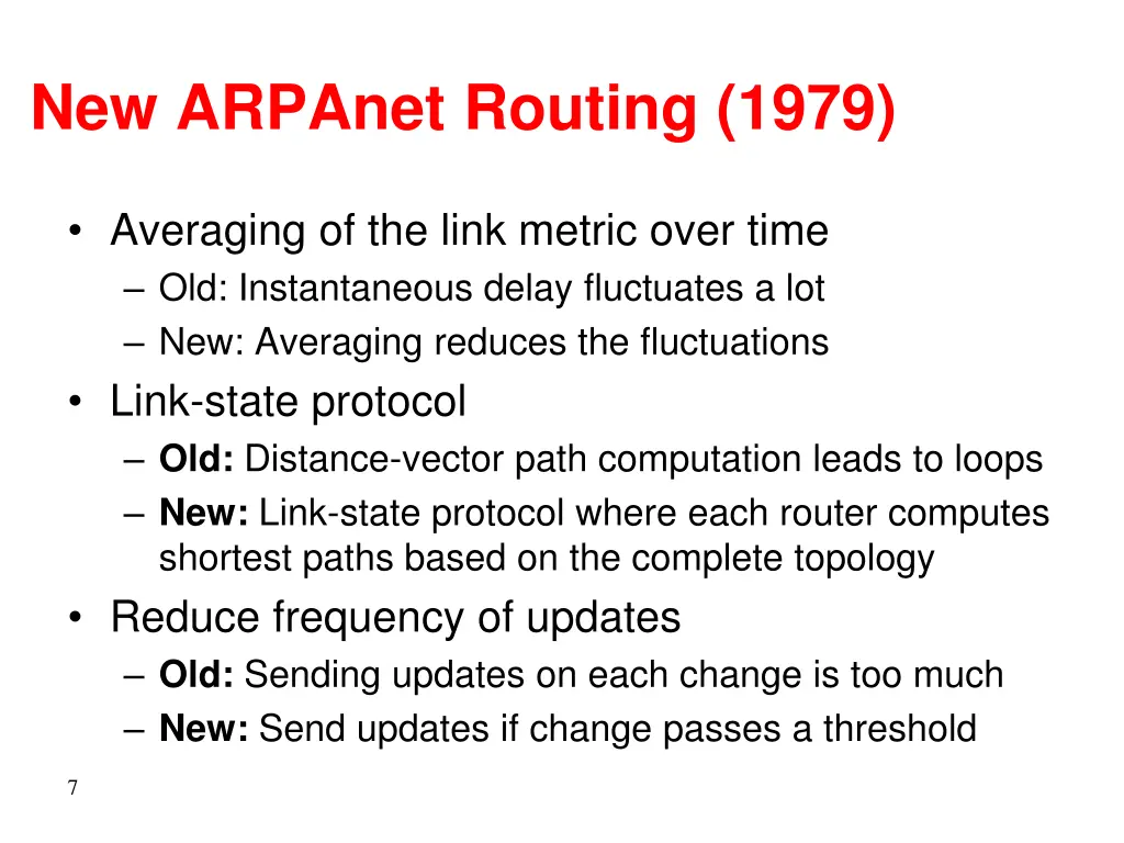 new arpanet routing 1979