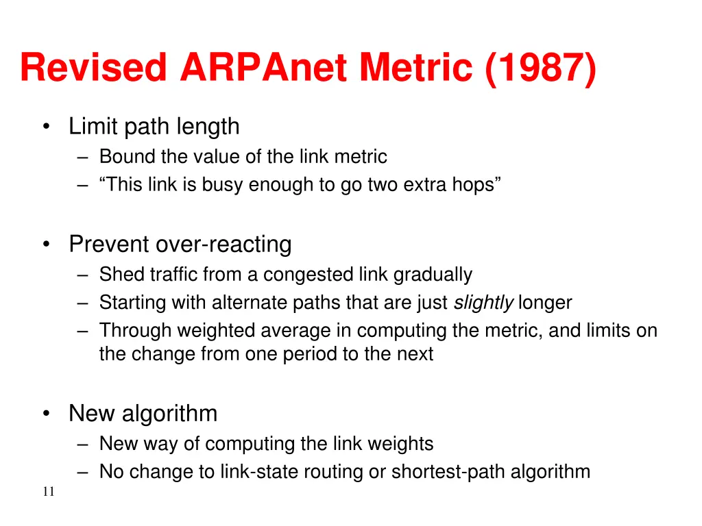 revised arpanet metric 1987