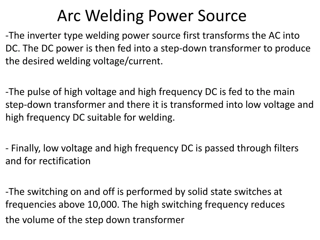 arc welding power source the inverter type