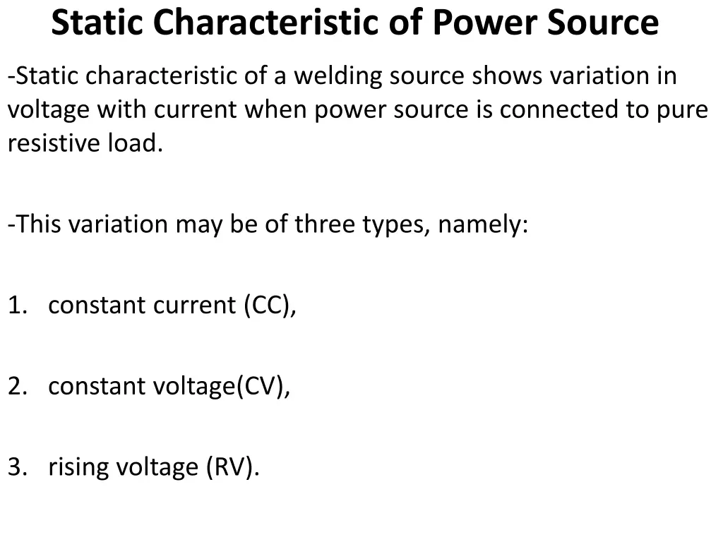 static characteristic of power source