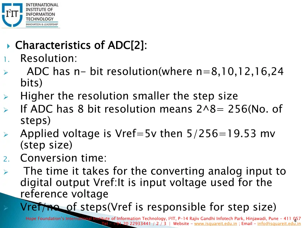 characteristics of adc 2 1 resolution