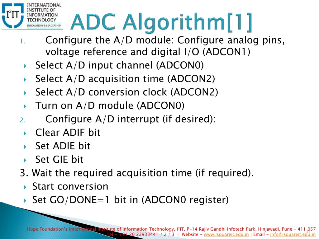 configure the a d module configure analog pins