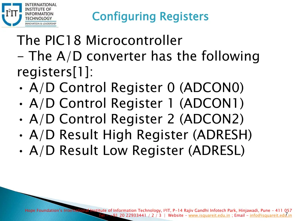 configuring registers