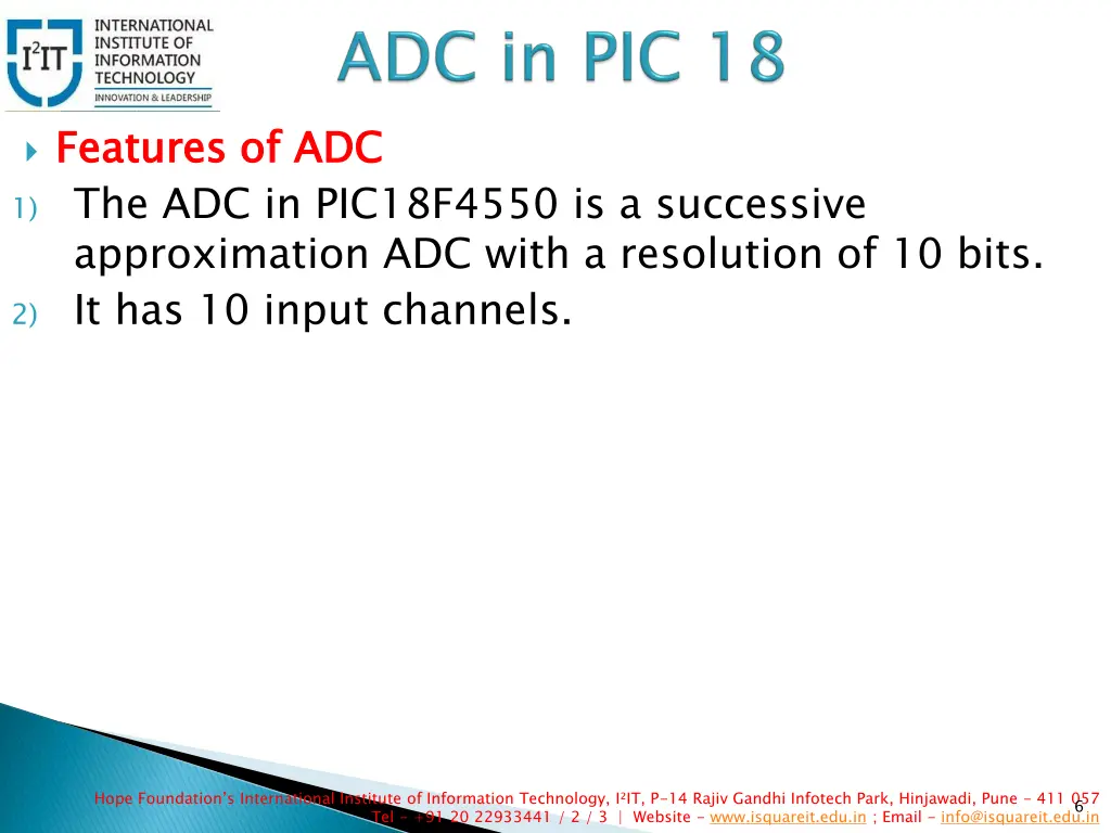 features of adc 1 the adc in pic18f4550