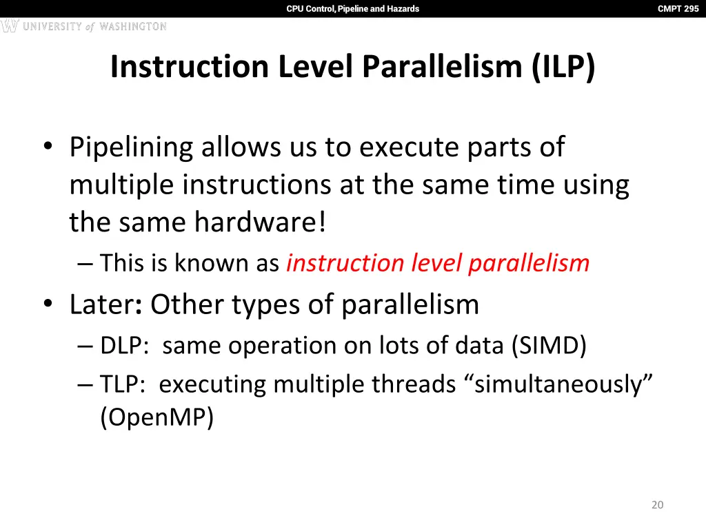cpu control pipeline and hazards 19