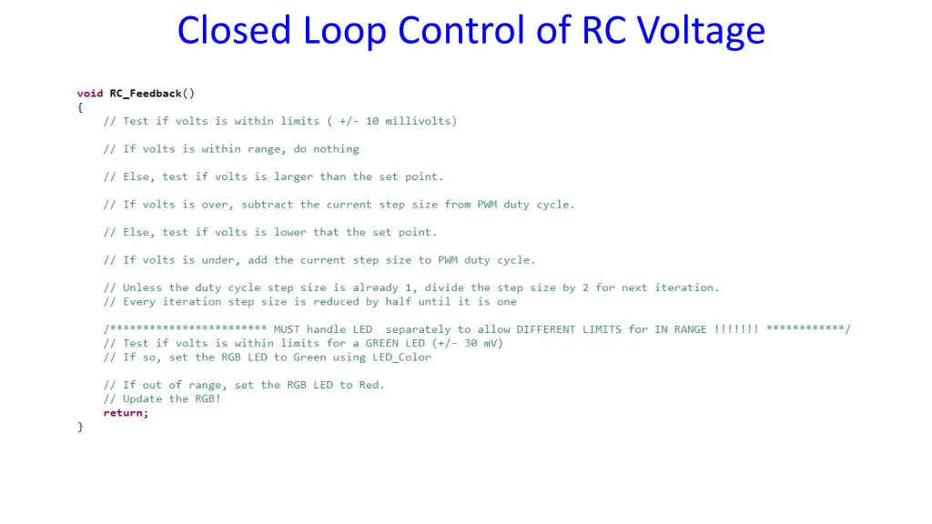 closed loop control of rc voltage