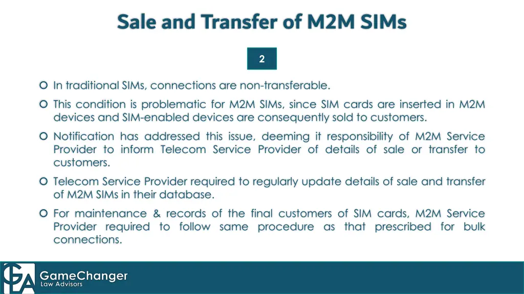 sale and transfer of m2m sims
