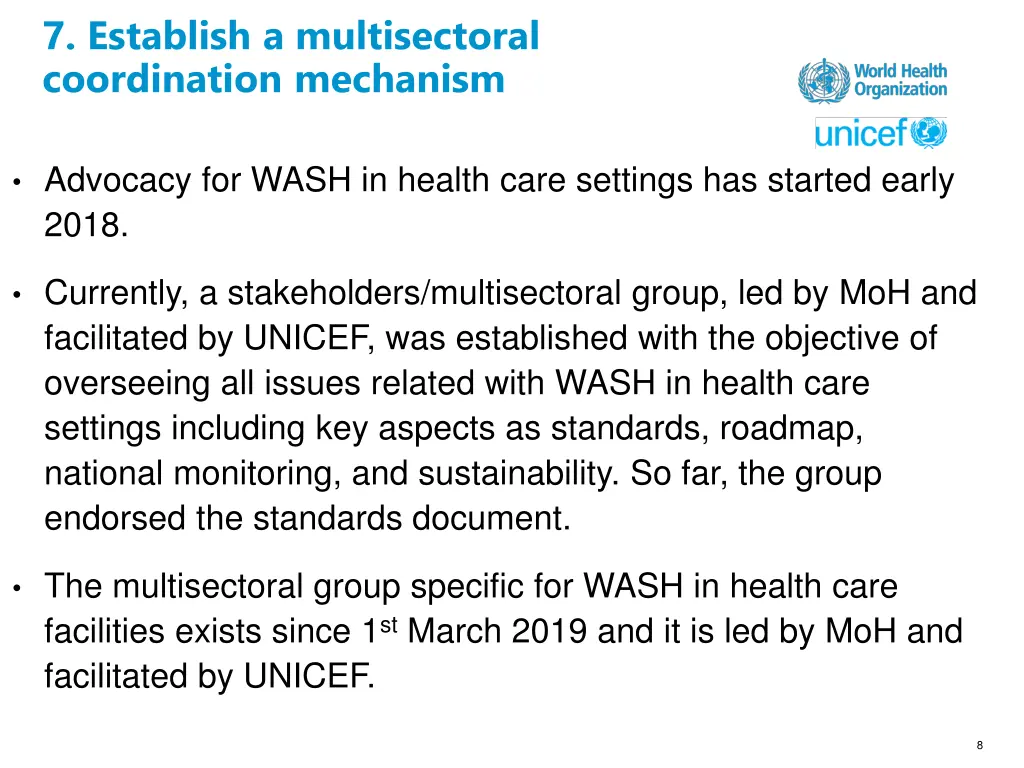 7 establish a multisectoral coordination mechanism