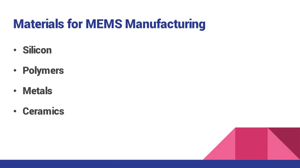 materials for mems manufacturing