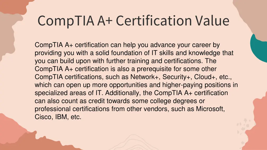 comptia a certification value