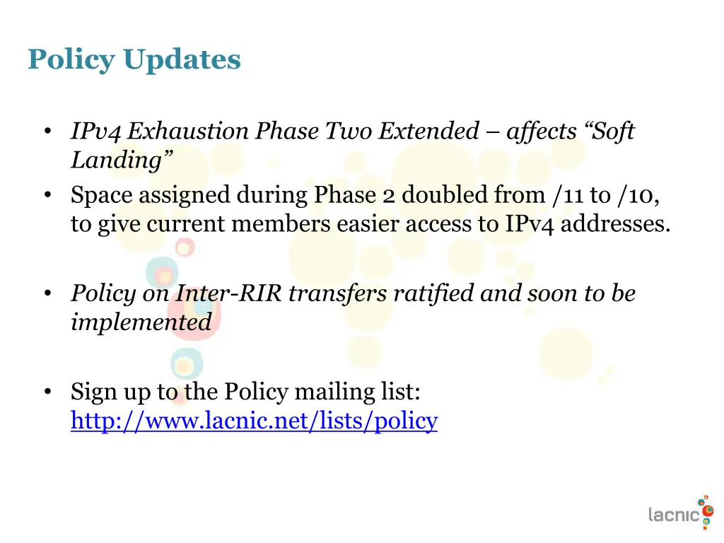 policy updates