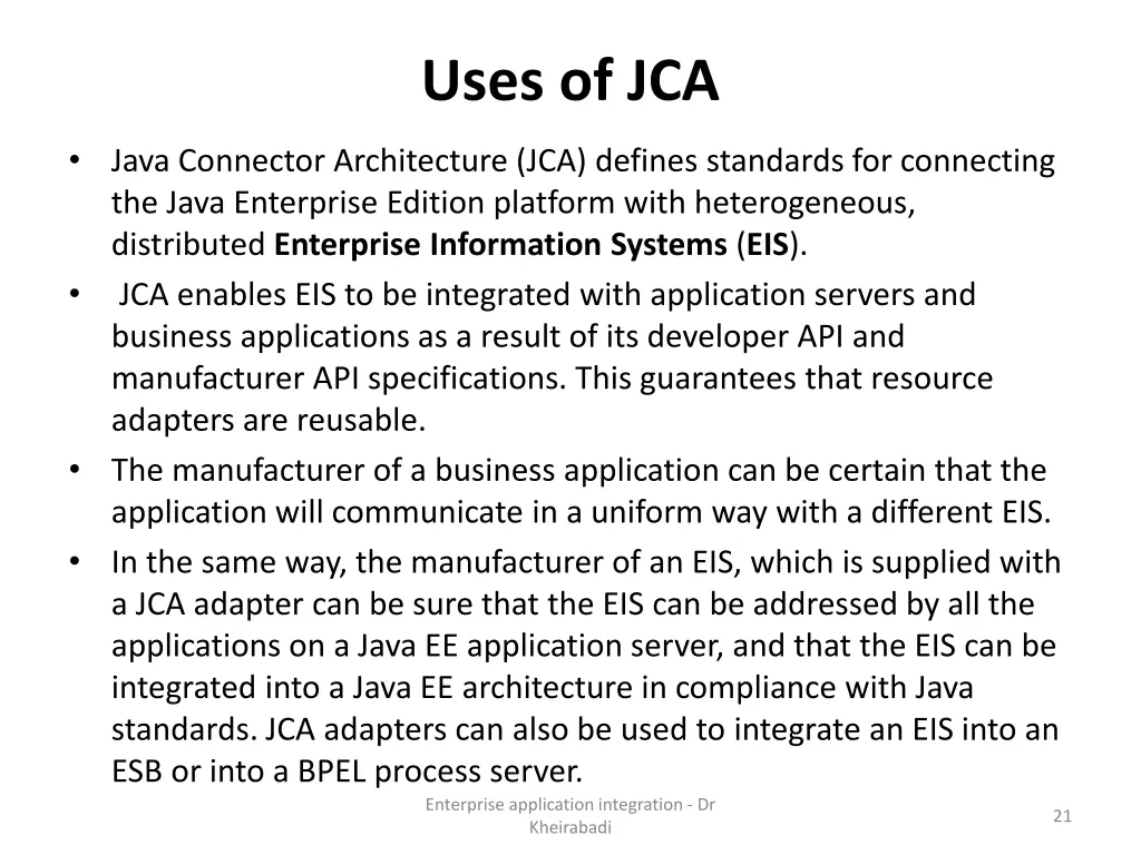 uses of jca