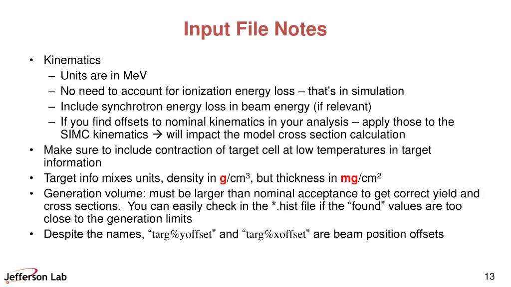 input file notes