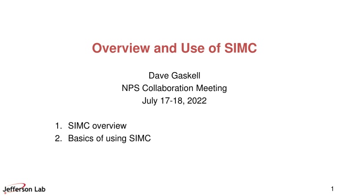 overview and use of simc