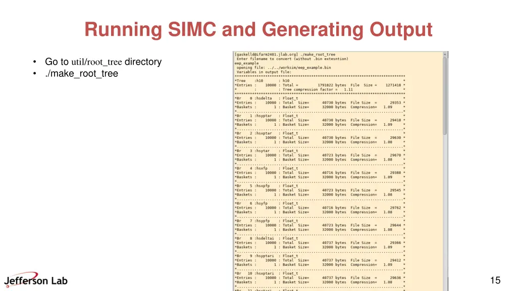 running simc and generating output 1