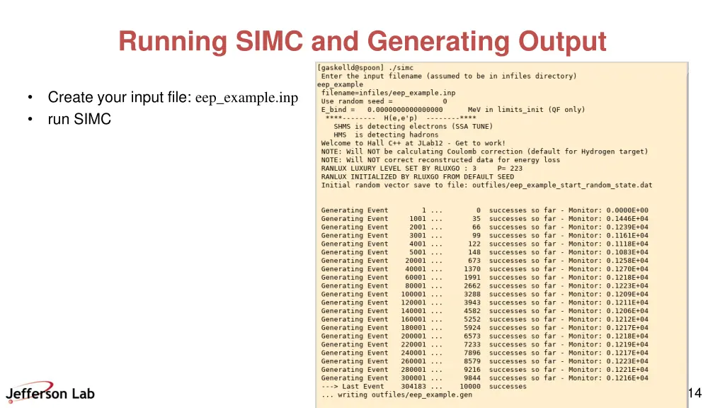 running simc and generating output