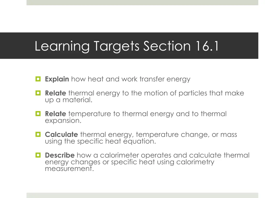 learning targets section 16 1