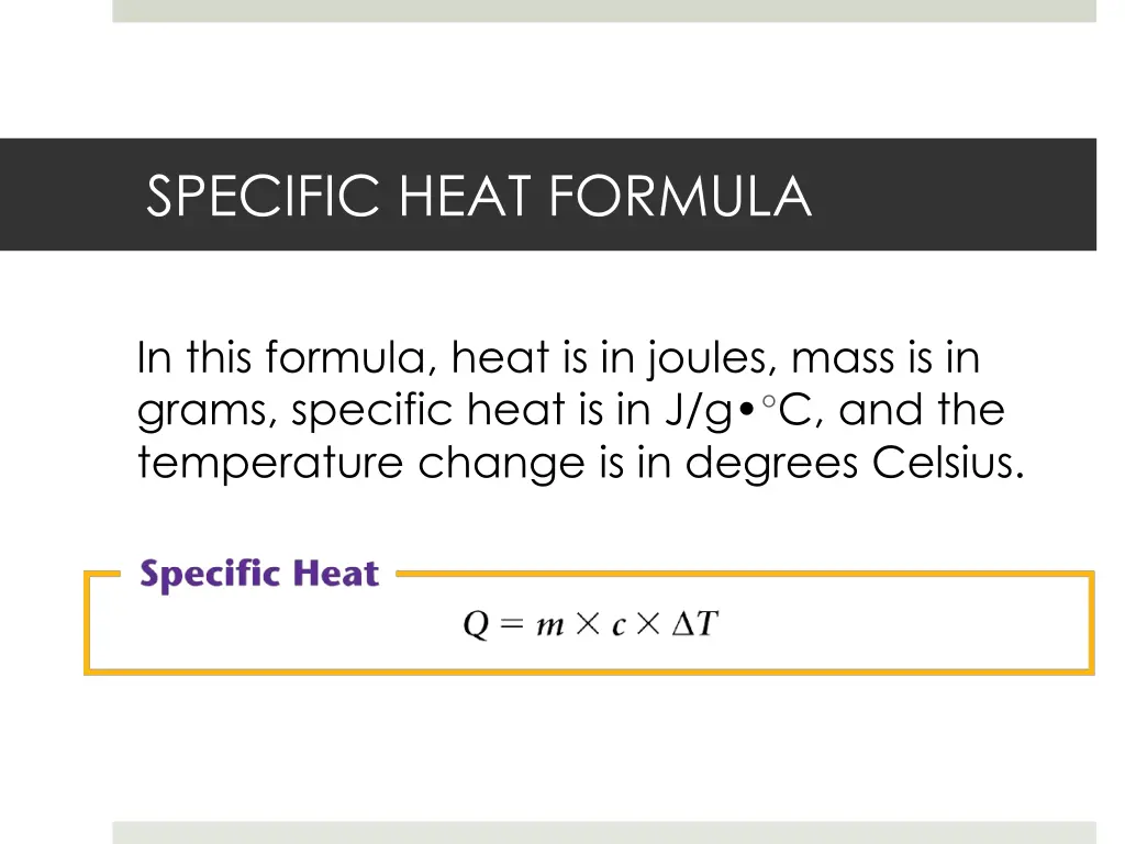 specific heat formula