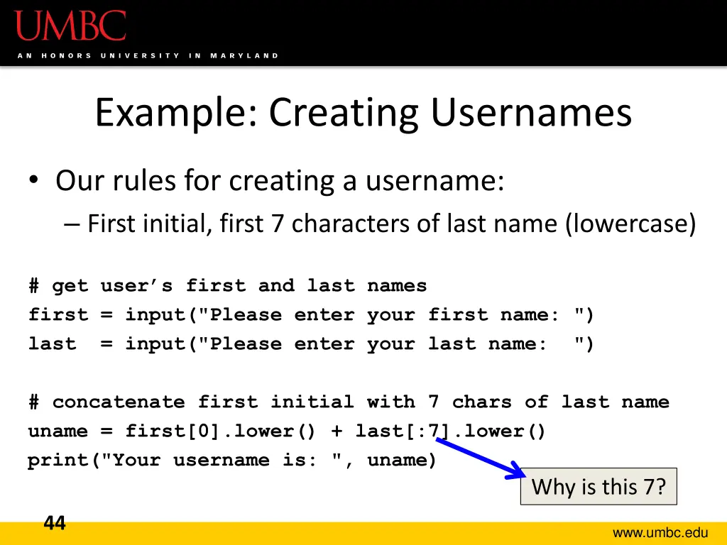 example creating usernames