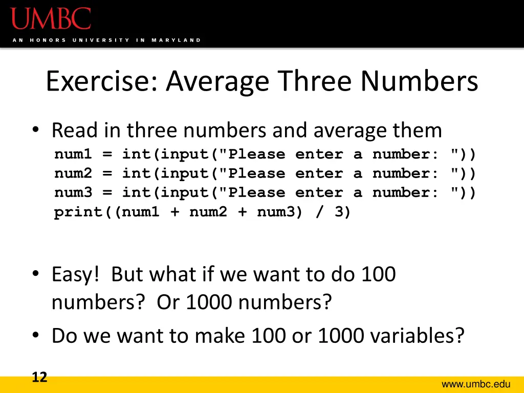 exercise average three numbers