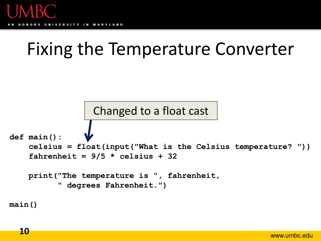 fixing the temperature converter