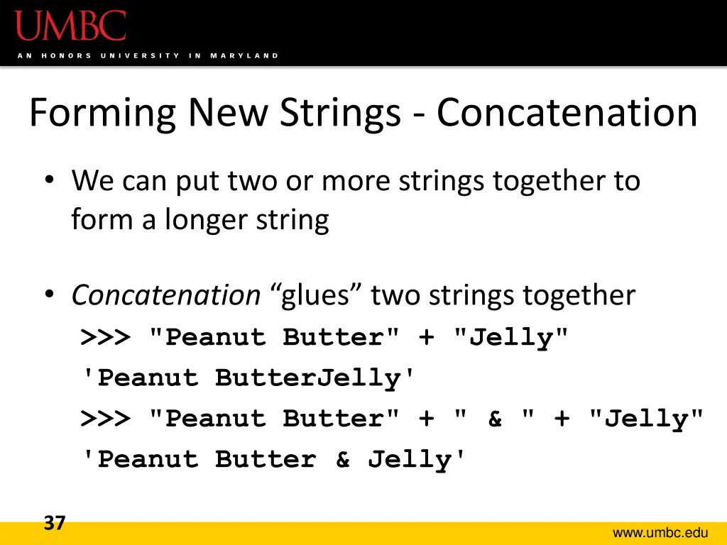 forming new strings concatenation
