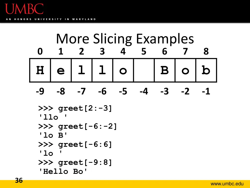 more slicing examples 1 2 3 4 h e l l o