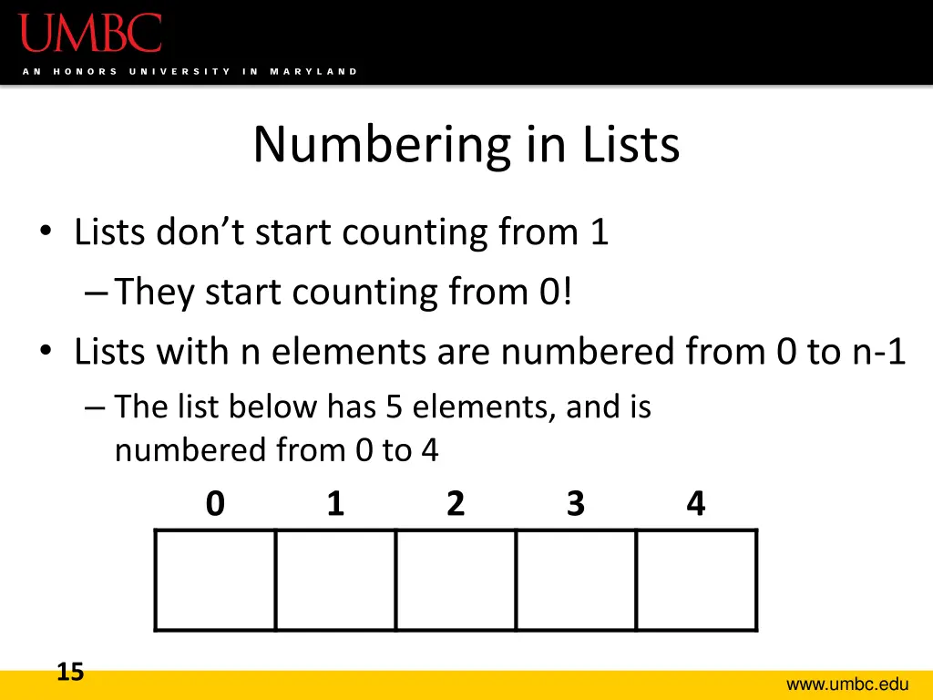 numbering in lists