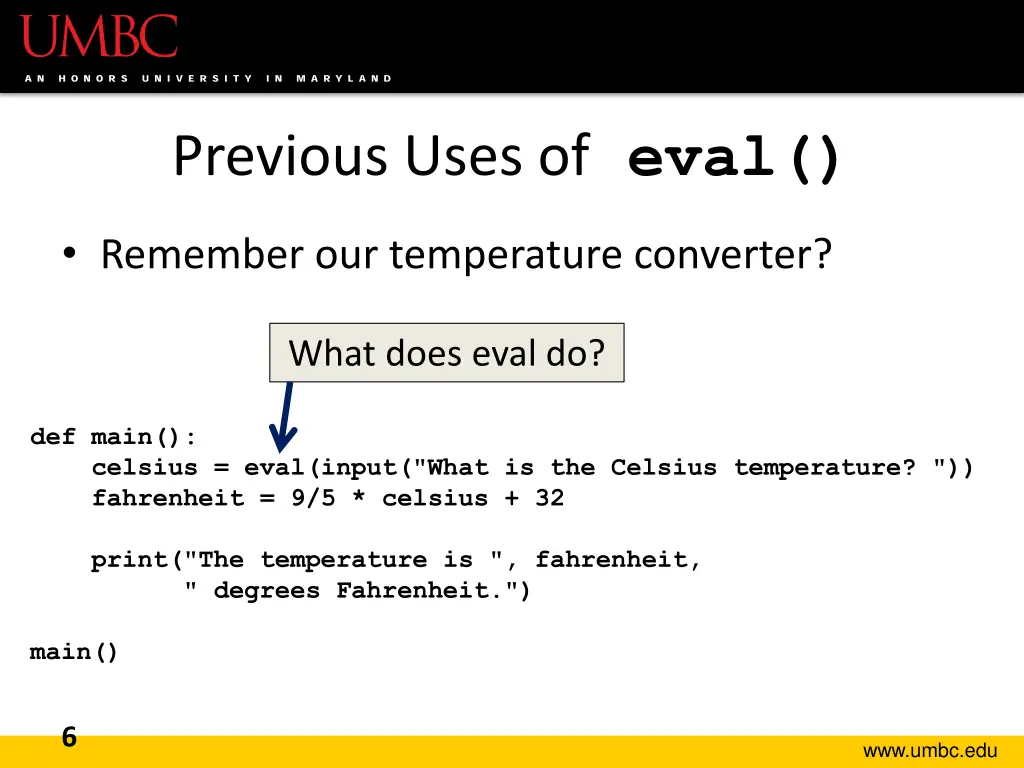 previous uses of eval